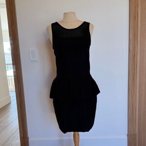 Milly Black Peplum Knitt Mini Dress
